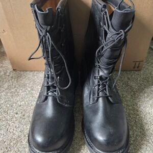 Rocky Mens Black Leather Military Combat Boots Vibram Sole 11 XW RB/01/01